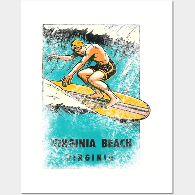 Virginia Beach Vintage Surfing Wall Art by Hilda74